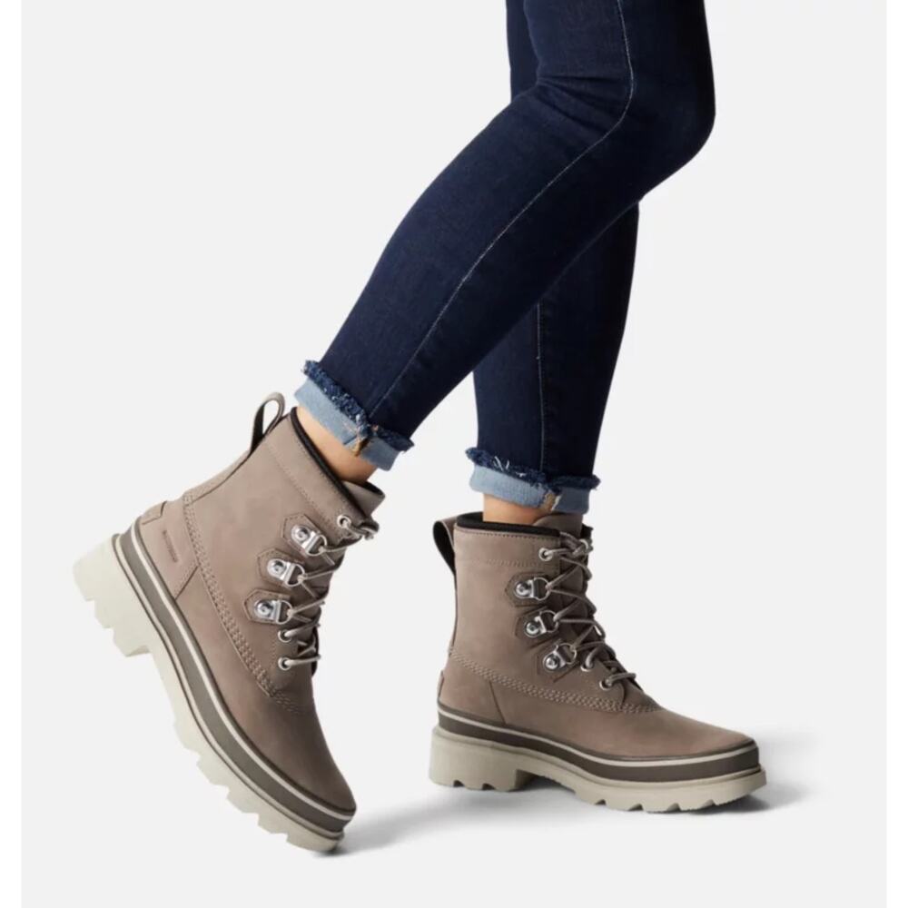 Sorel Women's Lennox Street Boot WP in Omega Taupe Leather Size 7.5